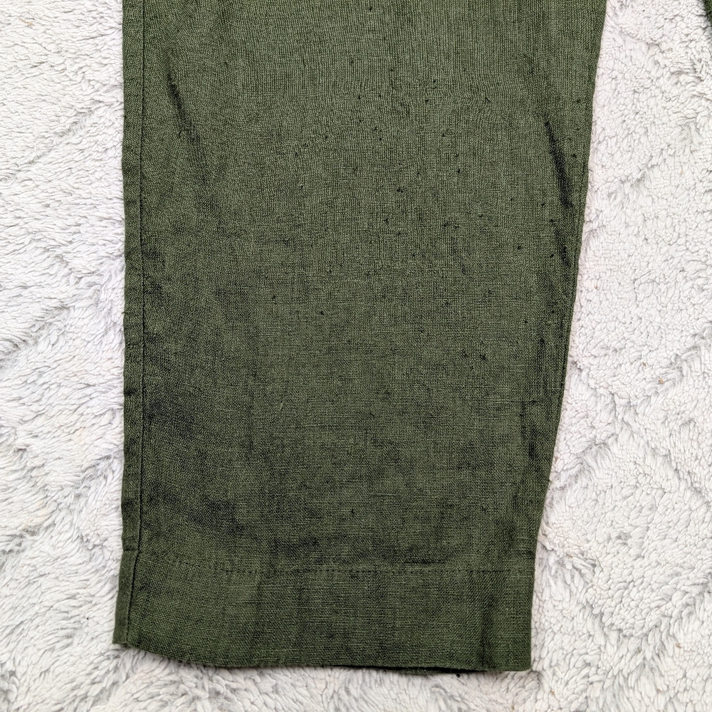Linenfox Jumpsuit Womens L/XL Green Linen Martin Coverall Snap Up Minimalist - Picture 5 of 9